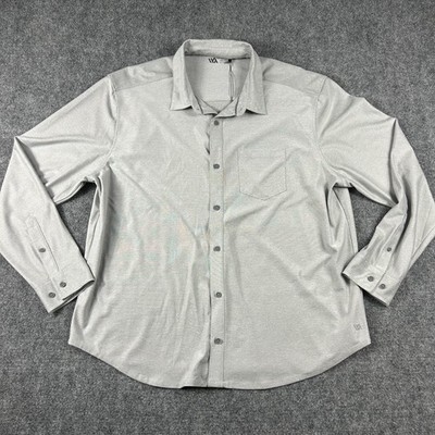 VRST Shirt Mens 2XL Gray Knit Long Sleeve Button Up Stretch Moisture Wicking