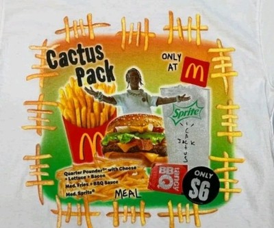 CACTUS JACK X McDonald's Travis Scott cactus packT-Shirt Adult Size Large White