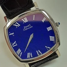 Piaget Altiplano Lapis Blue Dial 32 mm 18K White Gold Leather Watch 12406