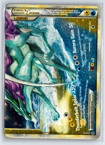 Raikou & Suicune LEGEND 93/95 LEGEND HGSS Unleashed Pokemon Holo Heavily Played