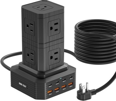 100W Double Deck Charging Station, 17-in-1 USB C Power Strip, 9 AC Outlets