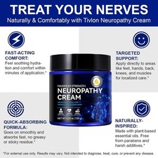 Extra Strength Neuropathy Cream - Plant-Based Nerve Relief for Feet  Body, 4 oz
