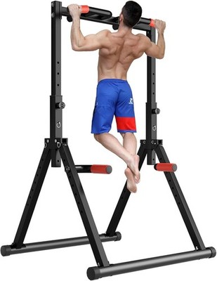 Foldable Power Tower Pull Up Bar Dip Station Adjustable Multifunction Workout,..