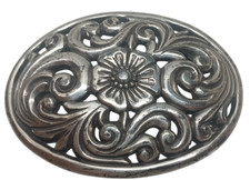 VTG Western Cowgirl Flower Pattern Metal Belt Buckle, Fits 1.5" Wide Belt