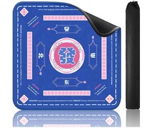 Blue Mahjong Mat 33  x 33  with Black Carrying Bag, Anti-Slip Comes with 3 dice