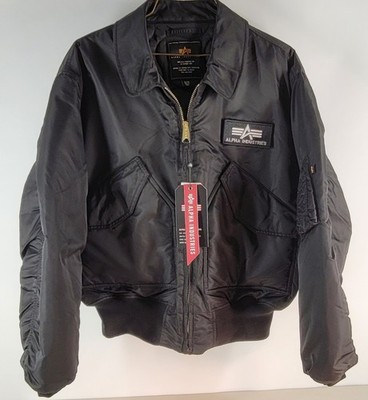 Alpha Industries CWU 45/P Flight Jacket Men's XL Black Bomber Coat NWT