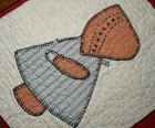 Vintage/Antique Feedsack Cutter Quilt Block Piece Applique Sun Bonnet Sue Blue — photo 1