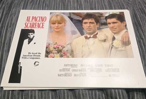 Set completo 8 carte lobby film Scarface 1983 originali Al Pacino 11" x 8" vintage - Foto 8 di 8