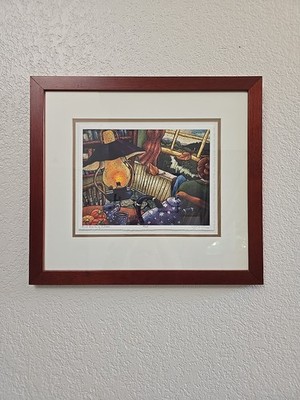 Liz Collins Print Original Oil Pastel First Breafh Of Autumn 34/250 Frame Glass
