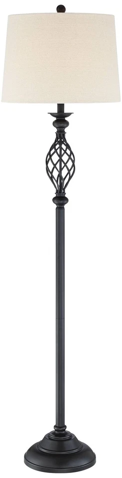 Lámpara de Pie Annie Rústica 63" Alto Bronce Hierro Pergamino Sala Dormitorio Oficina Foto 2 de 4