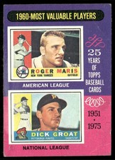 1975 Topps Roger Maris/Dick Groat 1960 MVP (Ink On Back) New York