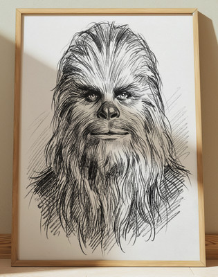 CHEWBACCA STAR WARS DRAWING PRINT SKETCH 8'' x 10'' PRINT WALL ART HOME DECOR