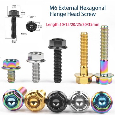 M6x10/15/20/25/30/35mm External Hexagonal Flange Head Screw Titanium Alloy Bolt