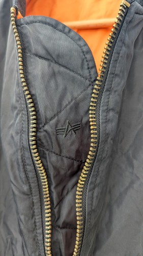 Alpha Industries MA-1 Flight Bomber Black Jacket Size L - Picture 6 of 13