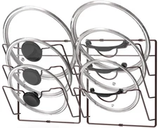 Cabinet Door/Wall Mount Pot Lid Organizer Rack, Bronze - 2 Pack