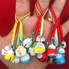 15pcs Random Maneki Neko Fortune Lucky Japanese Beckoning Cat Keyring Keychain