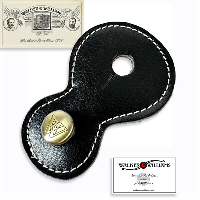 Walker And Williams Premium Gloss Black Grain Leather Output Jack Strap Adapter
