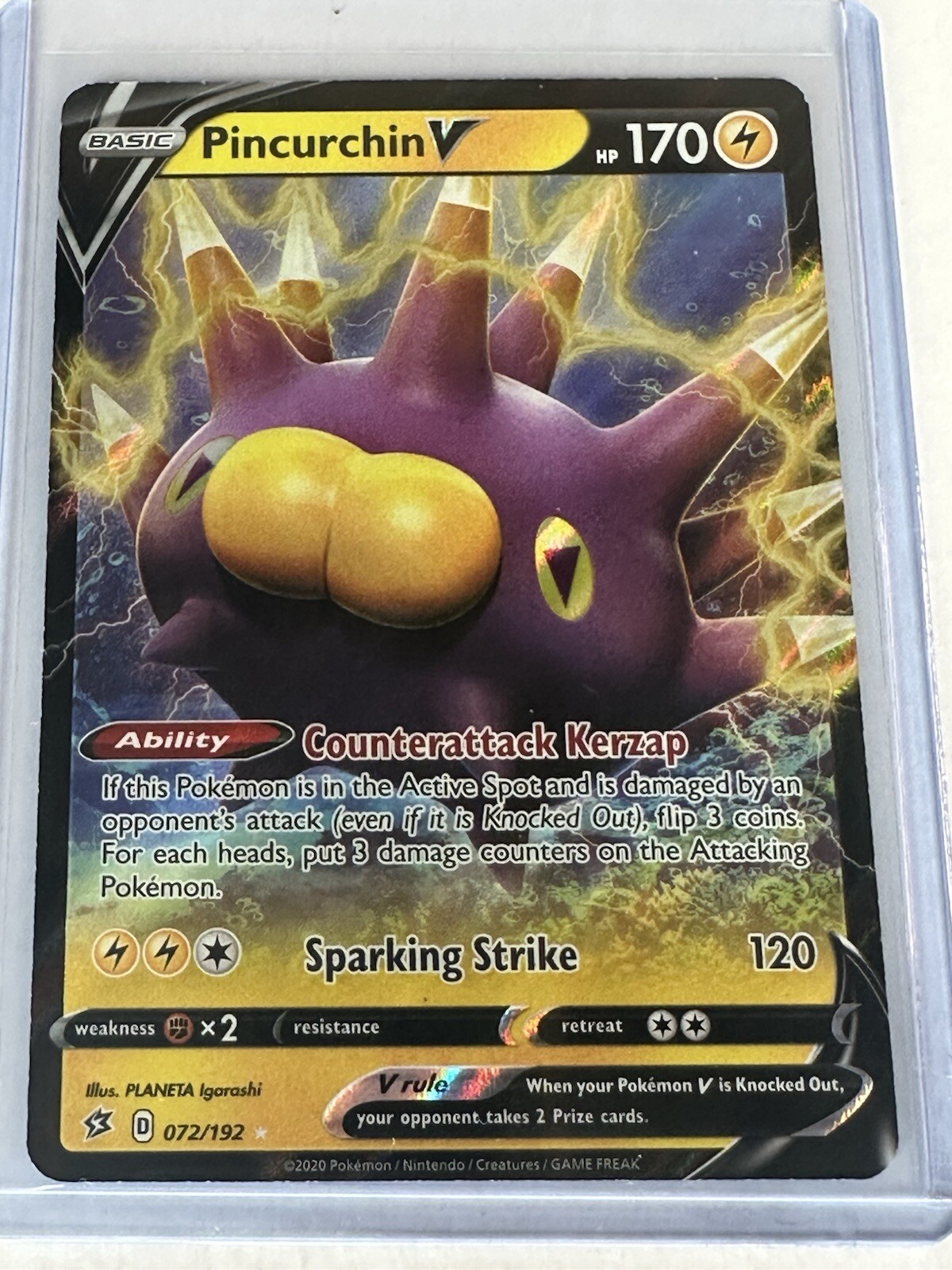 Pincurchin V - 072/192 - Rebel Clash - Pokemon TCG - NM
