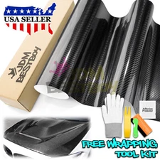 5D Carbon Fiber Black High Gloss Glossy Auto Vinyl Wrap Sticker Decal Sheet Film