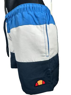 ELLESSE Badeshorts Größe 44 Blau Herren Navy White Weiß Badehose Shorts Taschen