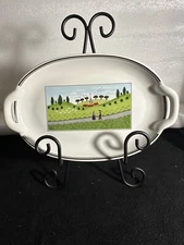 Villeroy & Boch Design Naif Boy & Girl Walking Pickle Condiment Tray Handles