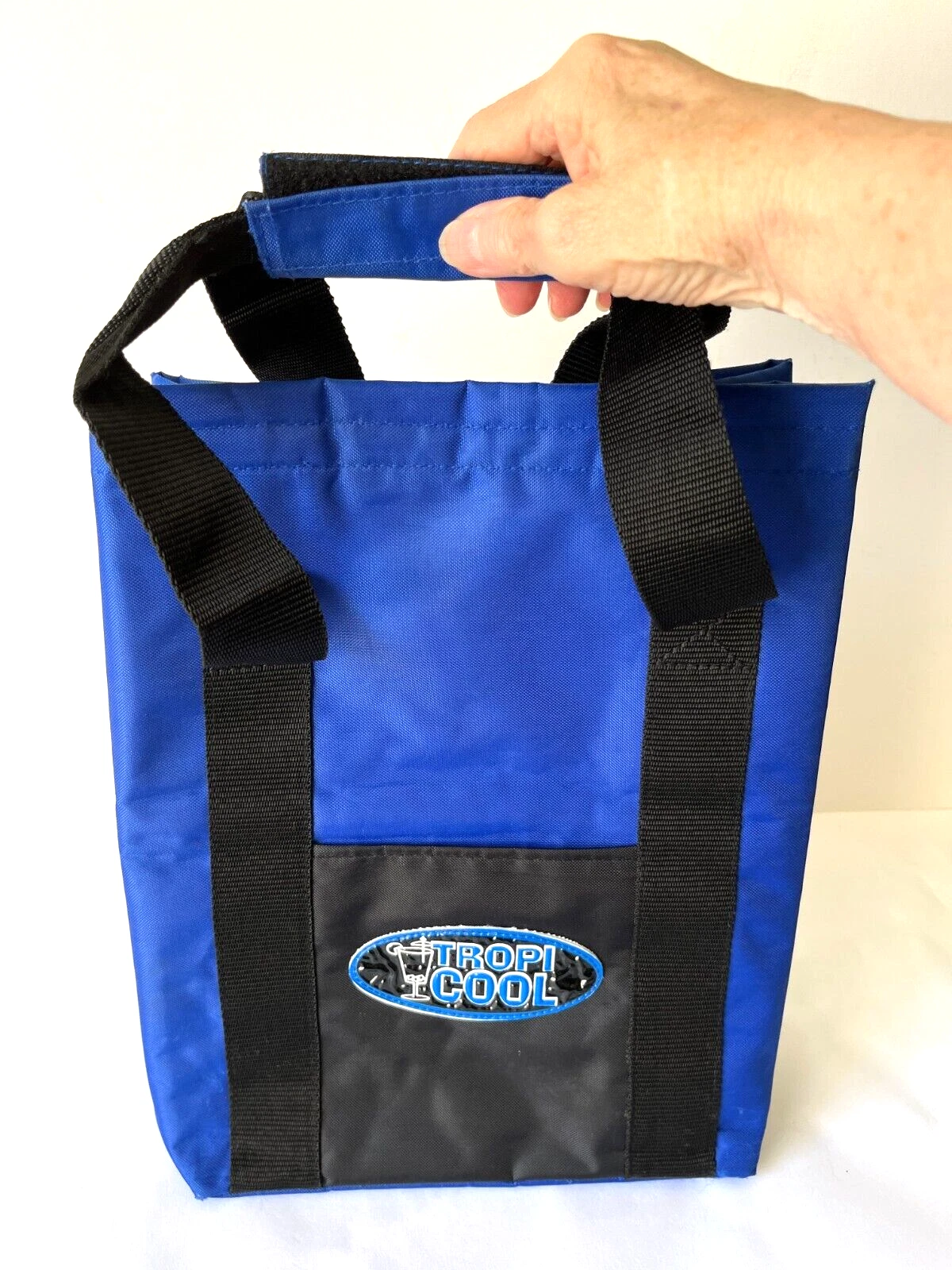 Vintage Tropi Cool Insulated Cooler Bag Retro Blue Black Thermal Drink Food Bag