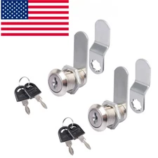 2x Cabinet Cam Lock 5/8" Cylinder Tool Box Lock Zinc Alloy for Drawer Dresser RV