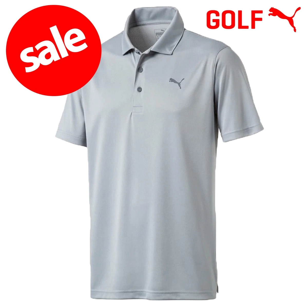 Puma Rotation Solid Men s Short Sleeve Golf Polo Shirt Quarry Grey