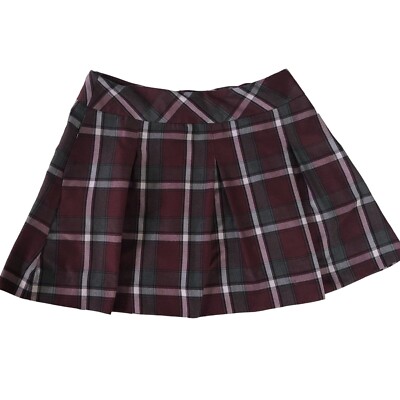 RK Rifle/Kaynee Skirt Size 13 Juniors Pleated School Girl Burgundy Gray Maroon