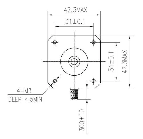 NEMA17 Stepper Motor 3.06V 1.7A 0.9° 40N.cm High Torque 17HM5417 for 3D Printer - Bild 4 von 4