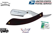 BARBER CUT THROAT SHAVETTE SHAVING MEN STRAIGHT RAZOR Folding RED STEEL BLADES