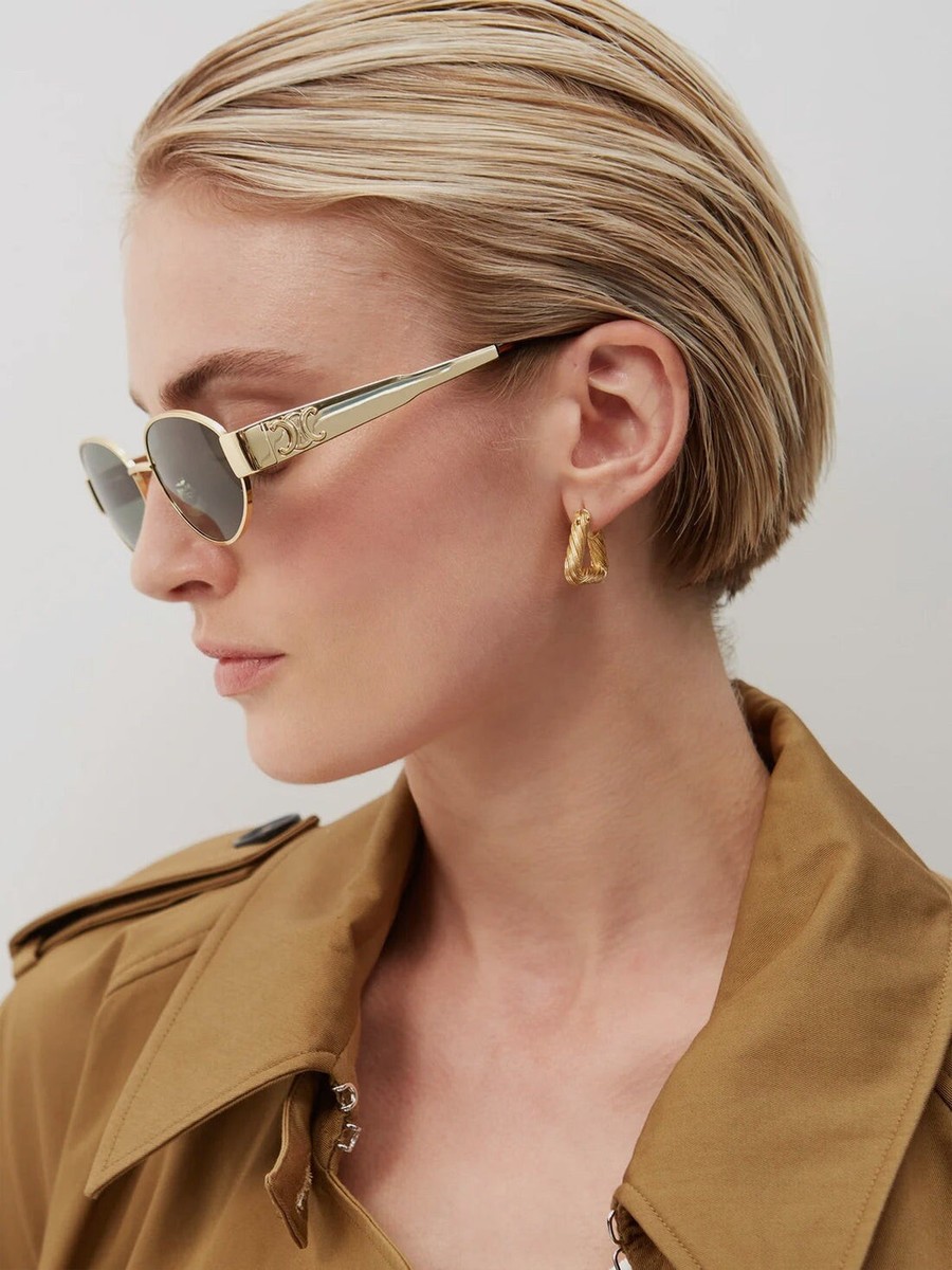 【送料&関税込】Celine Cl40235u 30n Sunglasses Celine CL40235U 30N Triomphe Metal Oval Sunglasses Gold