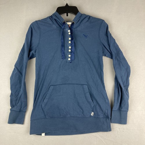 Puma Hoodie Womens Small Blue Lightweight Sweatshirt Button Up Long Sleeve - 第 1/12 張圖片