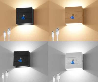 Cube Wandleuchte mit Bewegungsmelder Innen LED Akku Wandlampe USB Treppenlicht