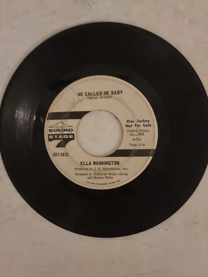 45 RPM Vinyl Record Ella Washington He Called Me Baby Promo VG - Image 2 of 4