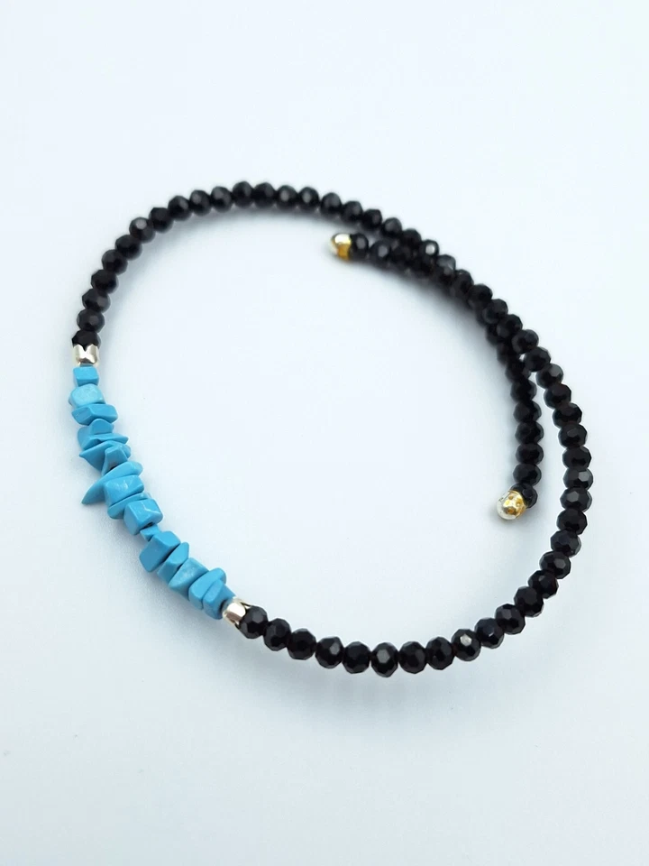 bracciale donna Di Turchese naturale e Onice nero In Argento 925 Made In ITALY - Immagine 3 di 4