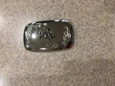 Belt Buckle Chrome with Bucking Bull and Cowboy