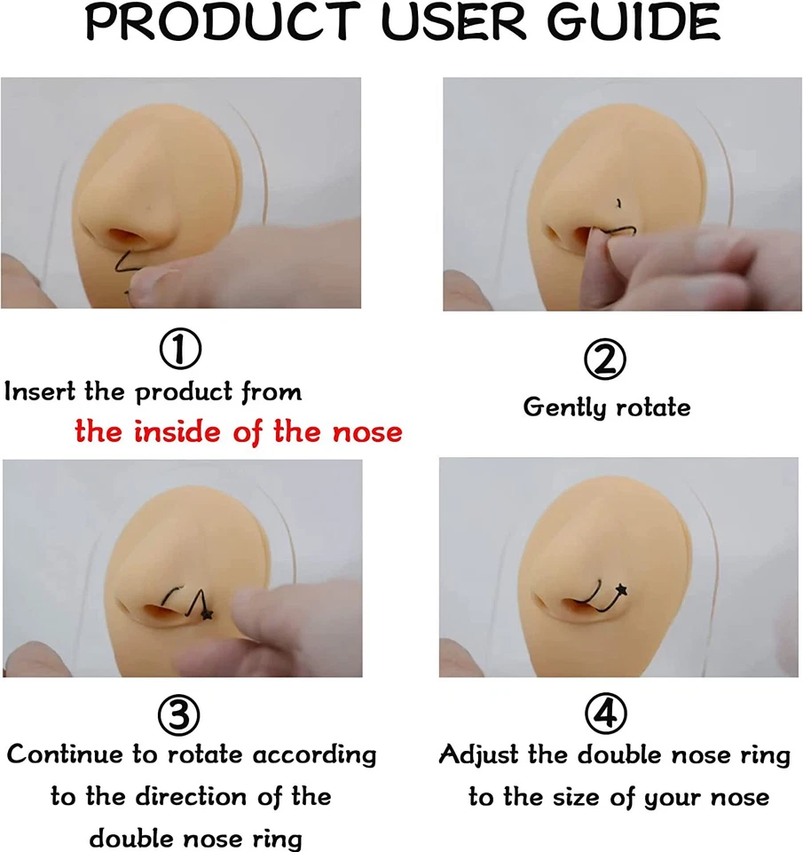 1Pair Twist Nose Rings Hoop Surgical Steel Double Hoop Spiral Nose Ring Tiny 20G - Image 4 of 4