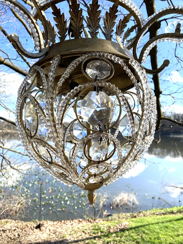 MCM Hollywood Regency Bagues Style Dome Shaped Beaded Chandelier ESTATE - Image 4 of 4
