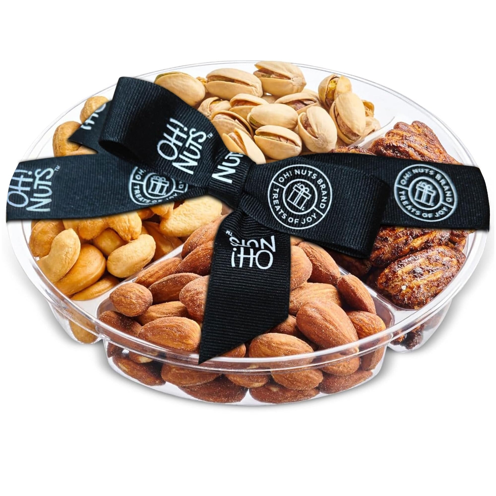 Nuts Gift Basket 4 Section Round Gift Tray | Freshly Roasted Assorted Nuts Pa...