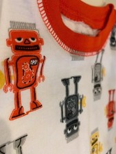 Carters Baby Boy Size 18 Months Short Sleeve Red  White Robot Two-Piece Pajamas