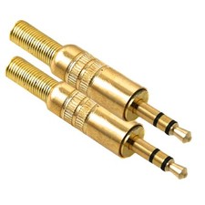 2 x UKDJ HQ 3.5 mm Gold Plated Stereo Jack Plug Metal Body Connector 3.5mm
