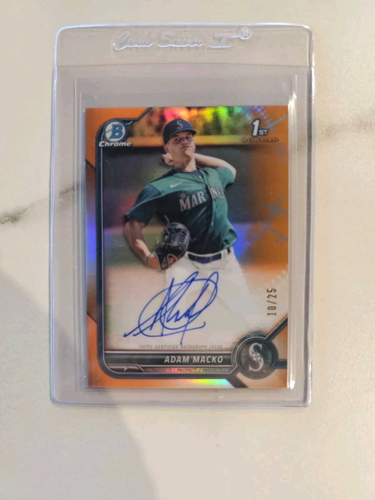 2022 Bowman Chrome Adam Macko Orange Refractor Auto /25 1st Autograph Blue Jays