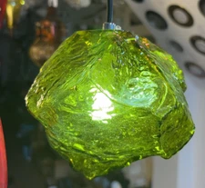 Single Green Glass Fancy  Shade Pendant Kichen Lsland or Bar Light-Green