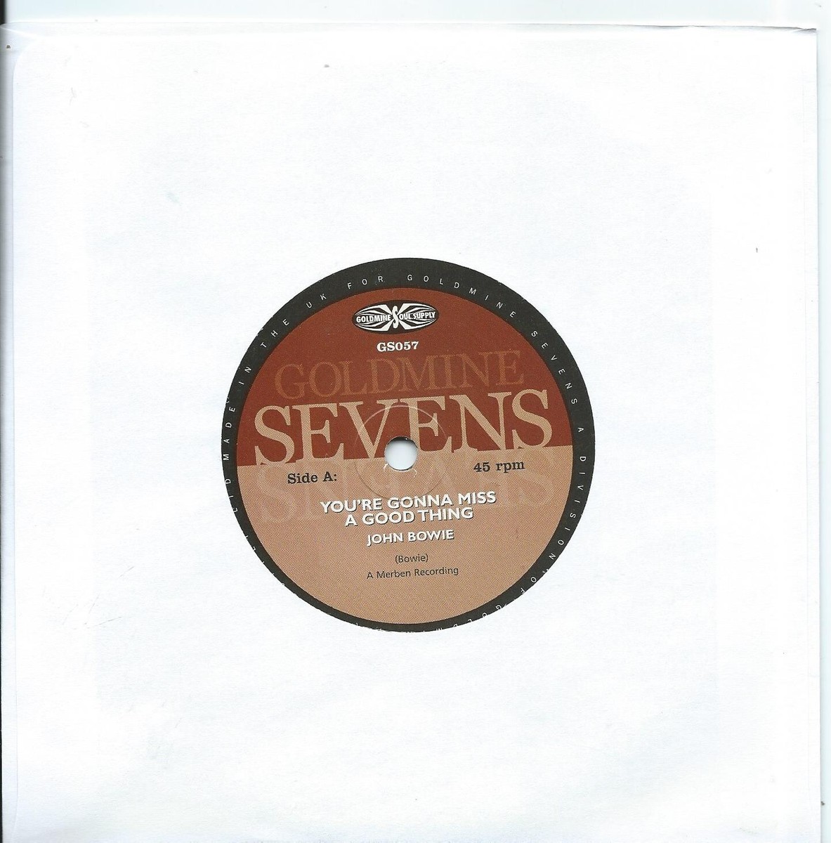英7” John Bowie, Nomads Youre Gonna Miss A Good Thing / Somethings Bad GS057 GOLDMINE SOUL SUPPLY /00080 7
