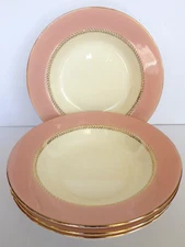 Vintage Homer Laughlin Pink Laurel Set of 4 Soup Bowls 8 3/8" in Diameter