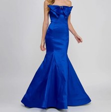 B Darlin Womens Blue Bow-Trim Strapless Mermaid Gown Dress Juniors Size 9/10