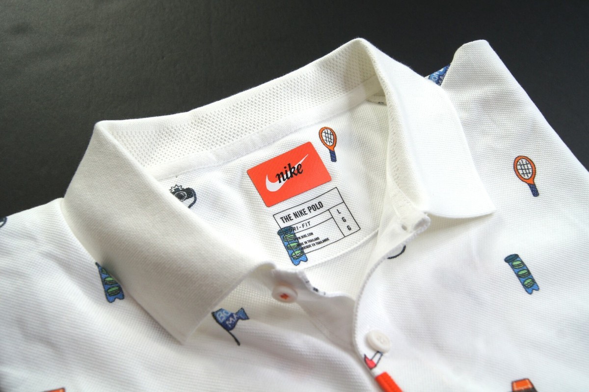 NIKE Men's Standard Fit Dri-FIT Allover Tennis Print Polo NIKE Men's Standard Fit Dri-FIT Allover Tennis Print Polo