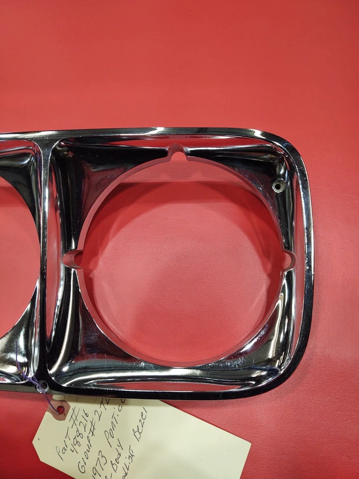 NOS GM OEM 1973 73 PONTIAC BONNEVILLE CATALINA GRANDVILLE CHROME HEADLIGHT BEZEL - Image 3 of 4