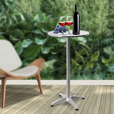 Bar Height Dining Table Pub Round Tall Folding Indoor/Outdoor Patio Metal Party
